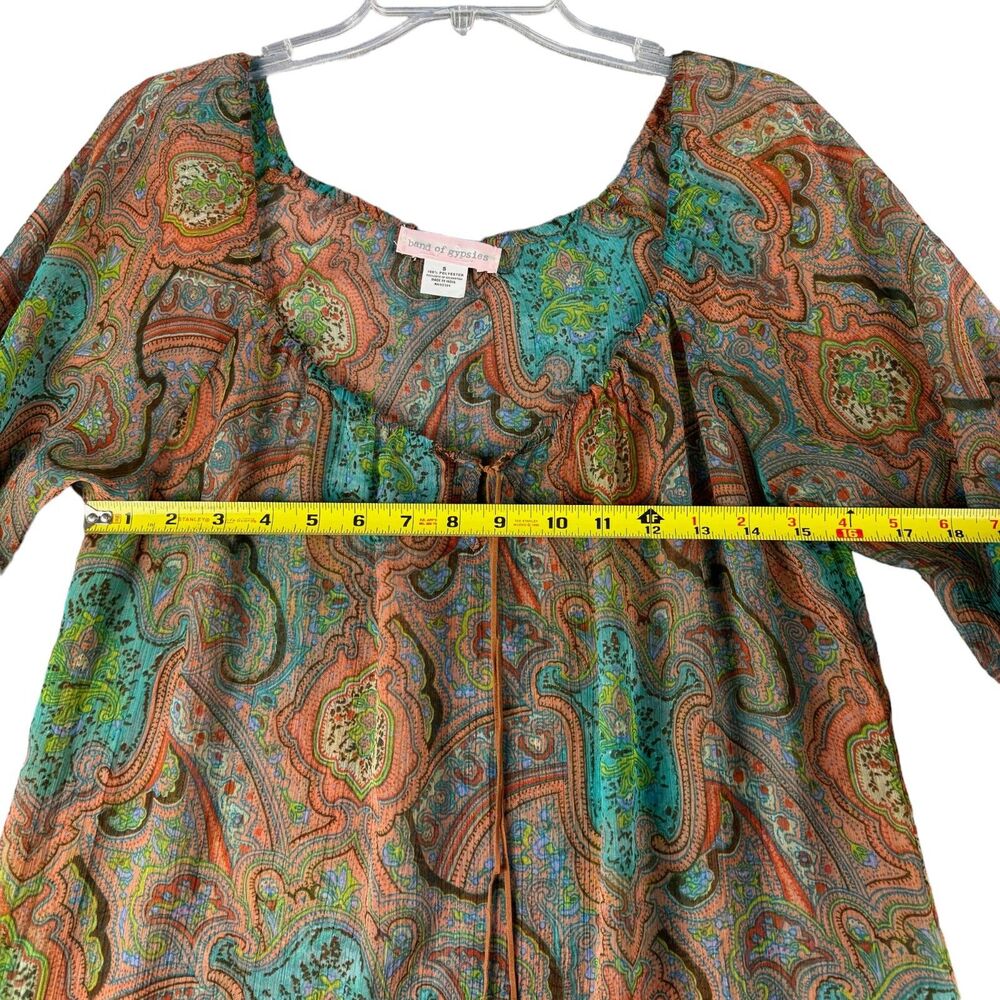 Band Of Gypsies Dress Women’s Small Colorful Paisley Sheer Long Sleeve Top Boho - Picture 9 of 10